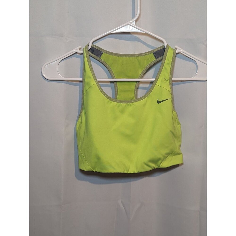 Nike Sports Bra Womens Large Yellow Compression Gym Training Running Outdoor Top
